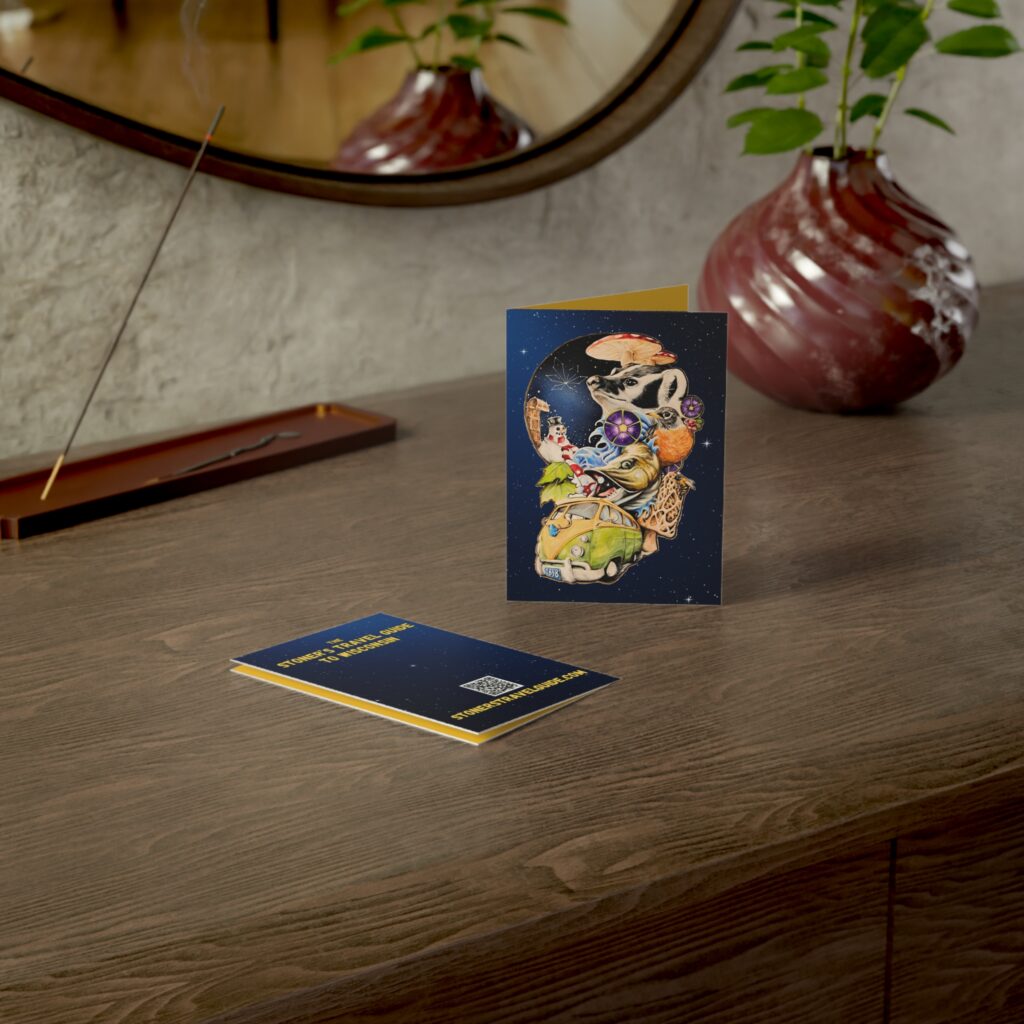 psychedelic road trip greeting card — 'the stoner’s travel guide to wisconsin'