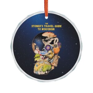 wisconsin road trip collage glass ornament — the stoner's travel guide to wisconsin artwork