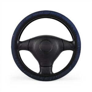 navy star pattern steering wheel cover — slim night sky design