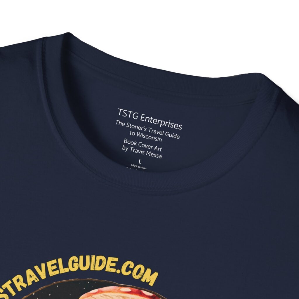 the stoner's travel guide to wisconsin t shirt book cover art by travis messa
