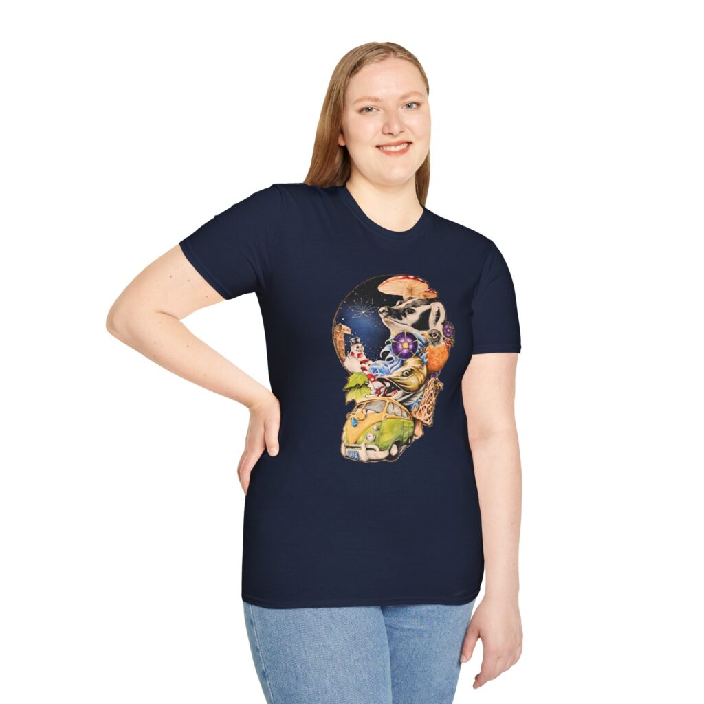 wisconsin road trip tee, the stoner's travel guide graphic t shirt art by travis messa