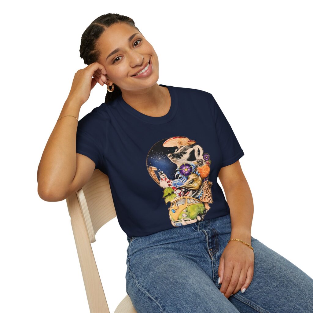 wisconsin road trip tee, the stoner's travel guide graphic t shirt art by travis messa
