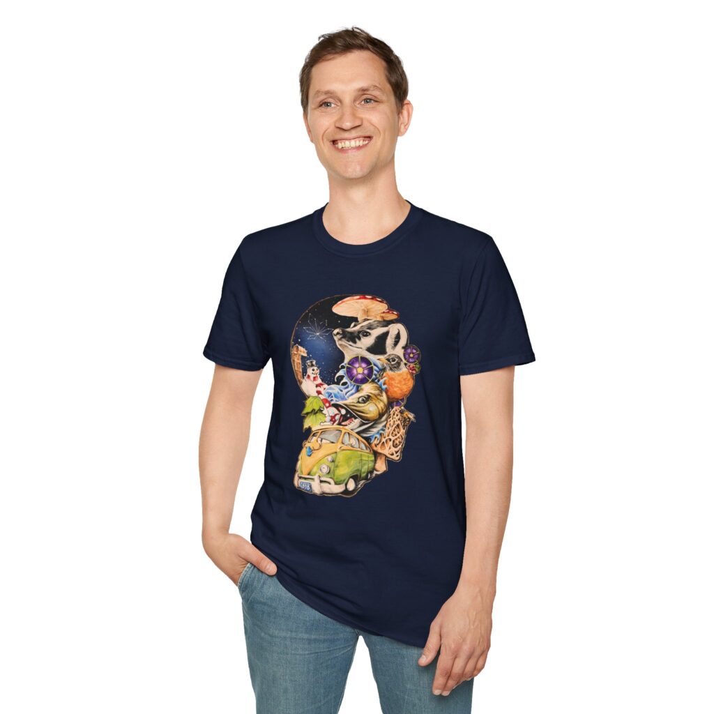 wisconsin road trip tee, the stoner's travel guide graphic t shirt art by travis messa