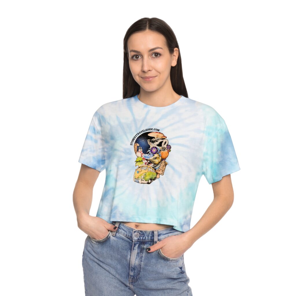 the stoner's travel guide to wisconsin women's tie dye crop tee