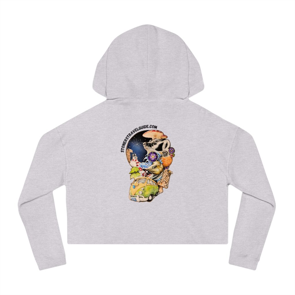 the stoners' travel guide to wisconsin women’s cropped hooded sweatshirt