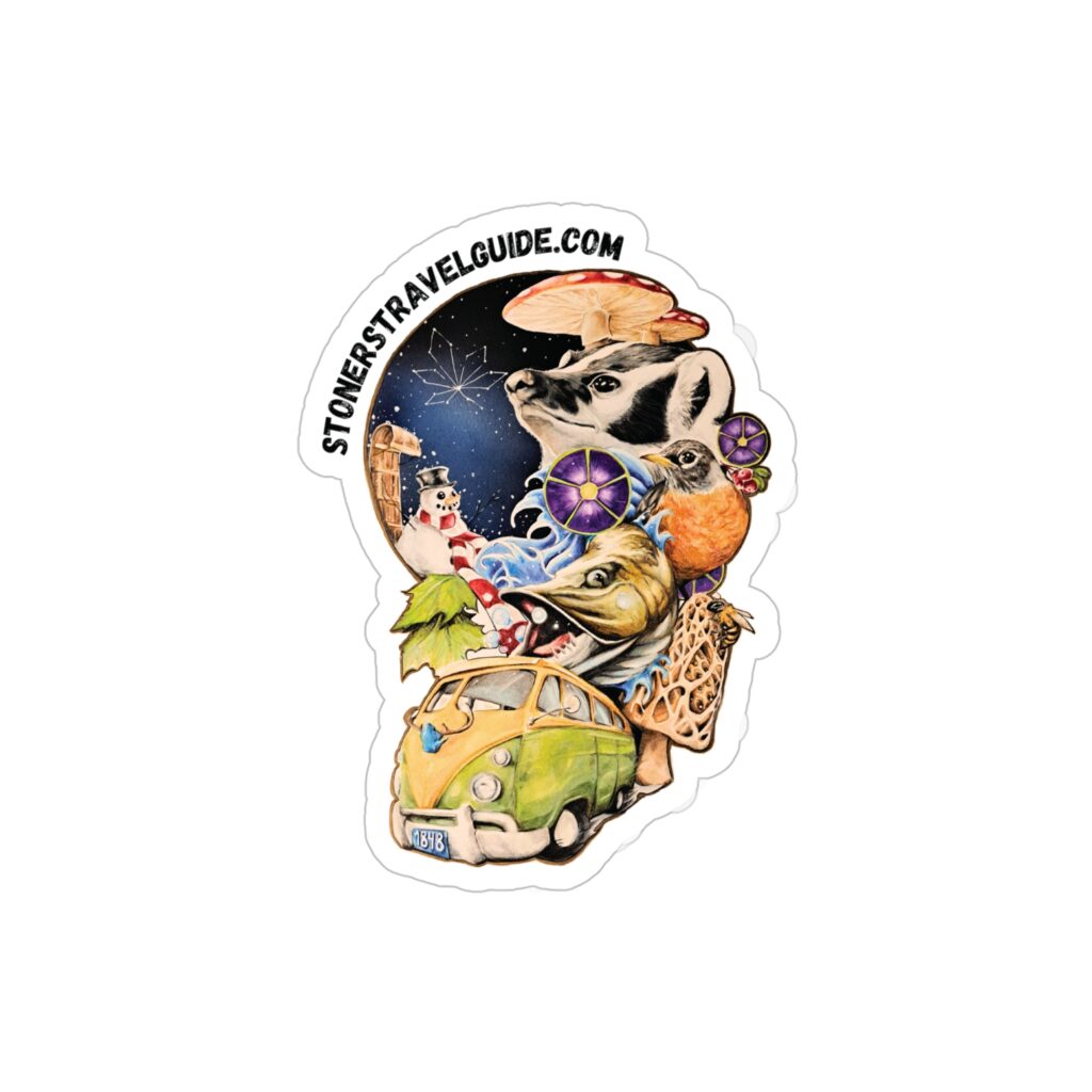 the stoner's travel guide to wisconsin transparent outdoor stickers, die cut, 1pc