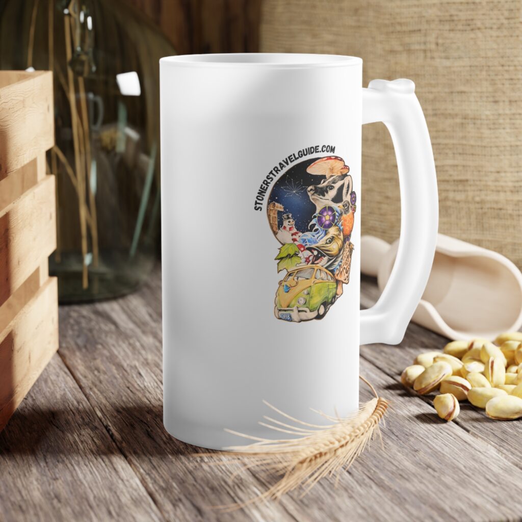 the stoner's travel guide to wisconsin frosted glass beer mug