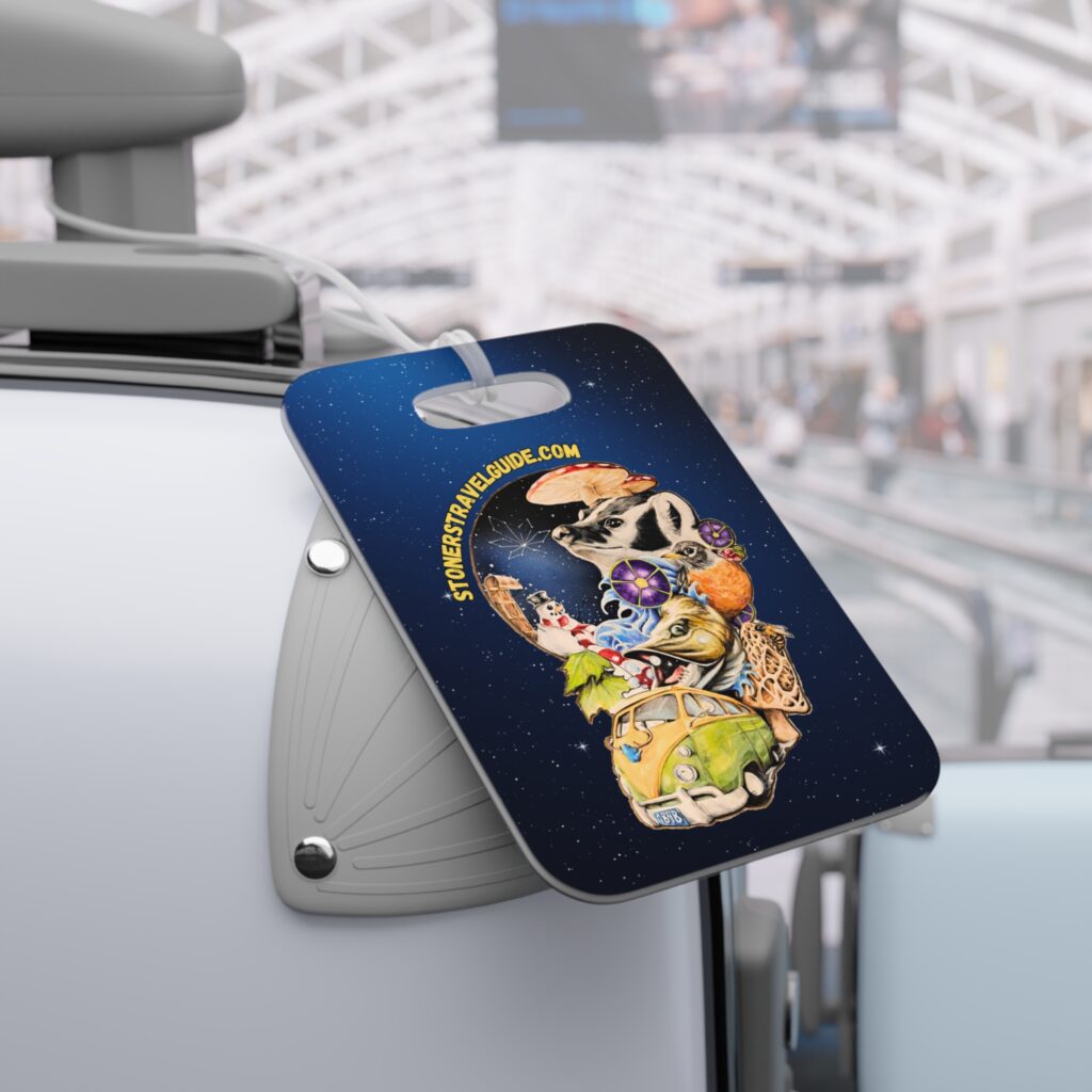 the stoner's travel guide to wisconsin psychedelic road trip luggage tag