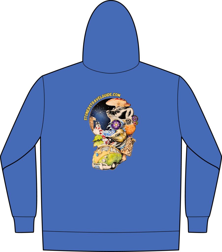 the stoner's travel guide to wisconsin tall essential fleece full zip hooded sweatshirt