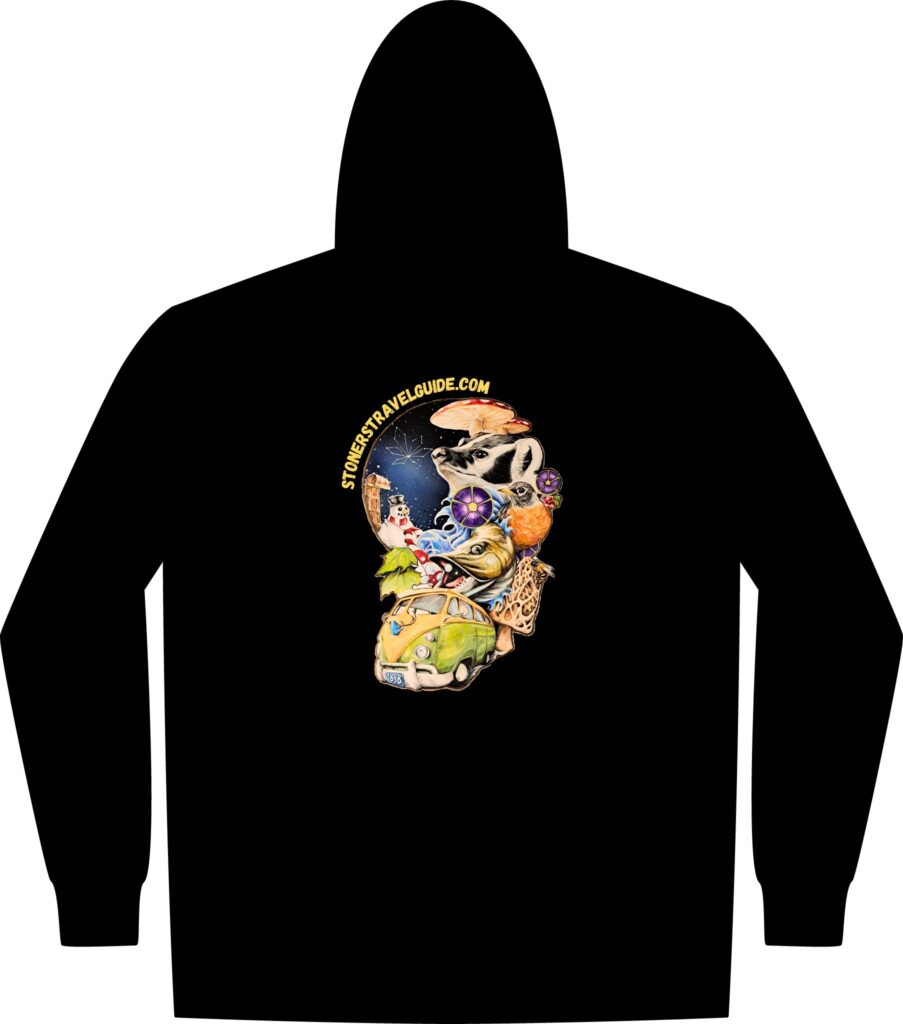 the stoner's travel guide to wisconsin tall essential fleece full zip hooded sweatshirt