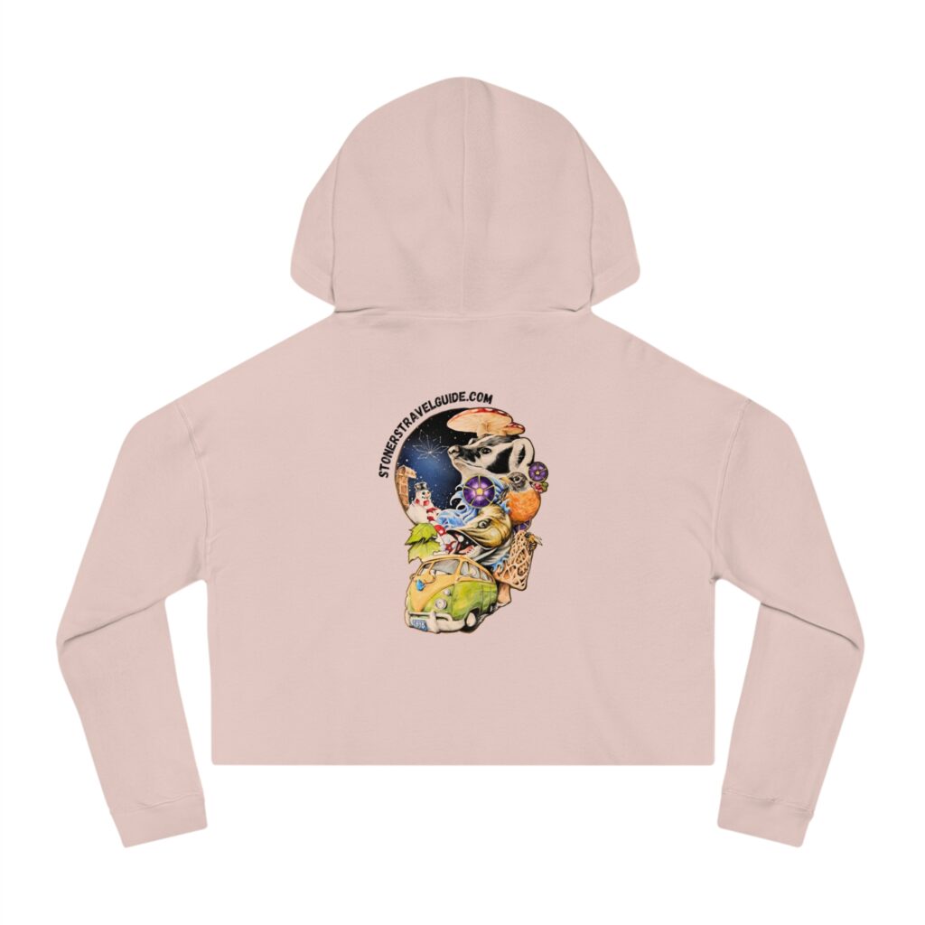 the stoners' travel guide to wisconsin women’s cropped hooded sweatshirt