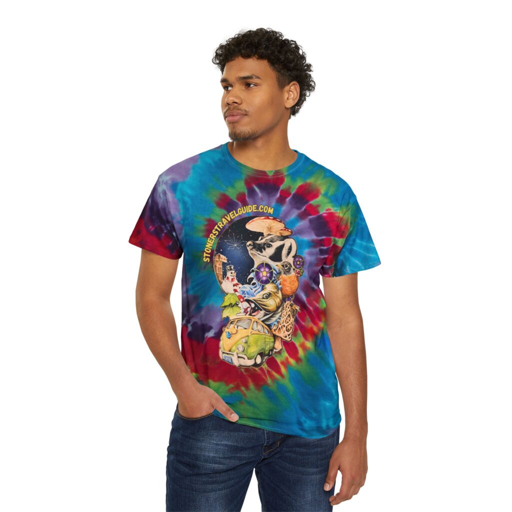 the stoner's travel guide to wisconsin tie dye tee, spiral