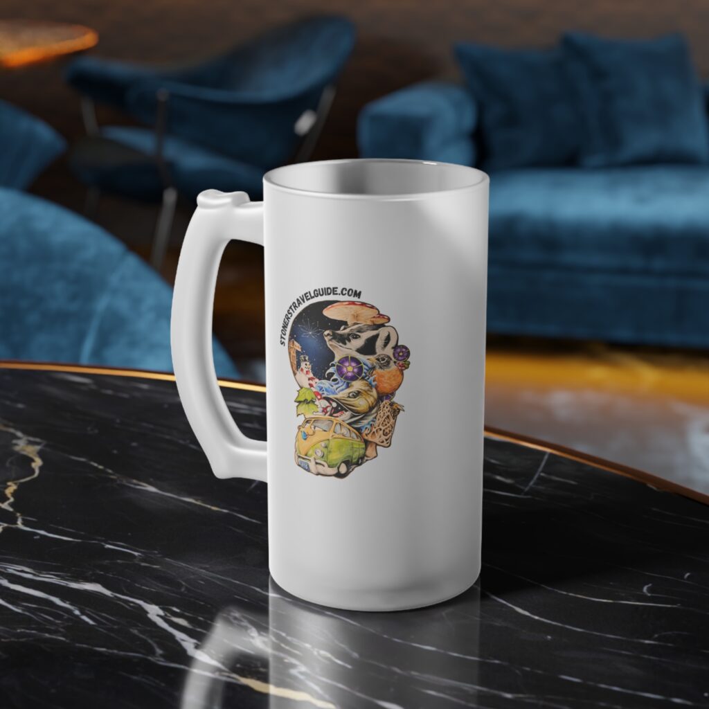 the stoner's travel guide to wisconsin frosted glass beer mug