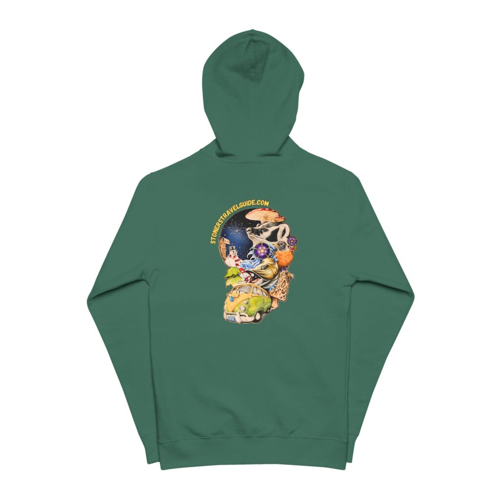 the stoner's travel guide to wisconsin unisex fleece zip up hoodie