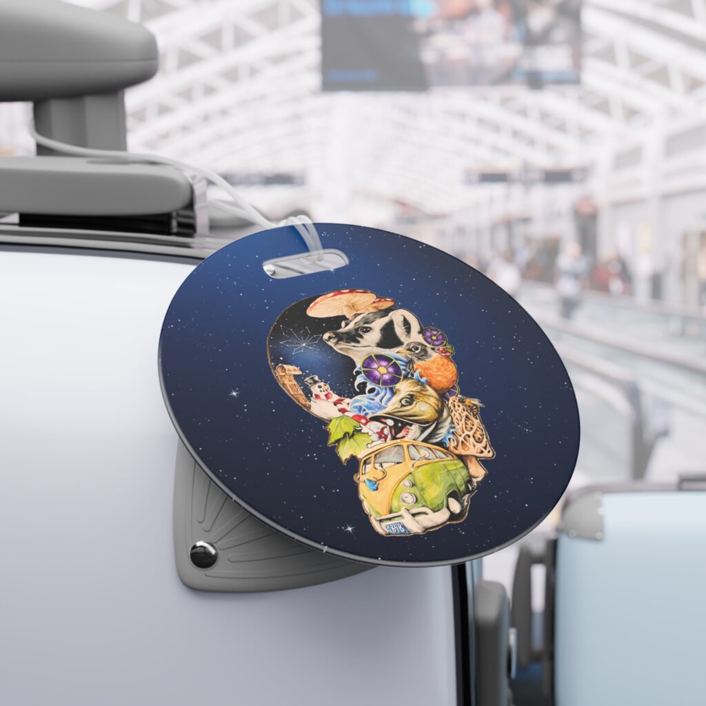 the stoner's travel guide to wisconsin psychedelic road trip luggage tag