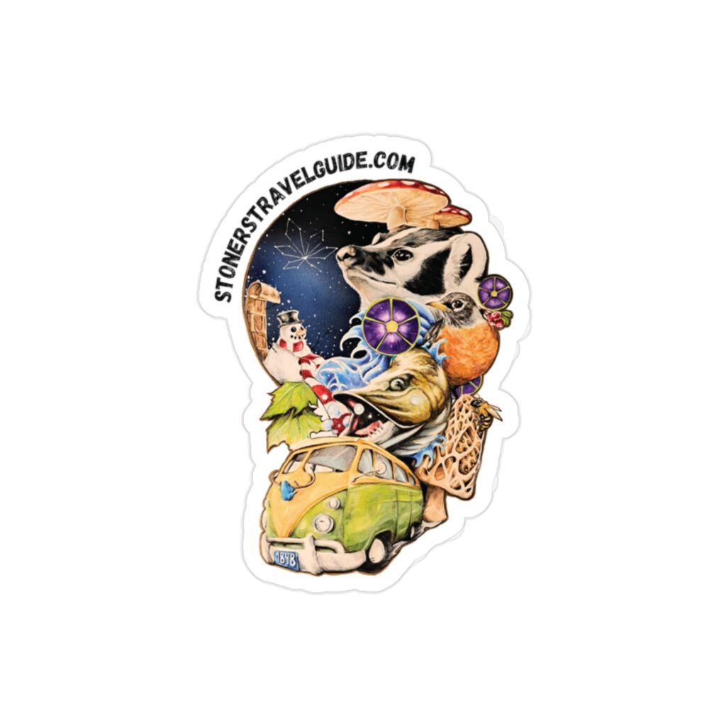 the stoner's travel guide to wisconsin transparent outdoor stickers, die cut, 1pc