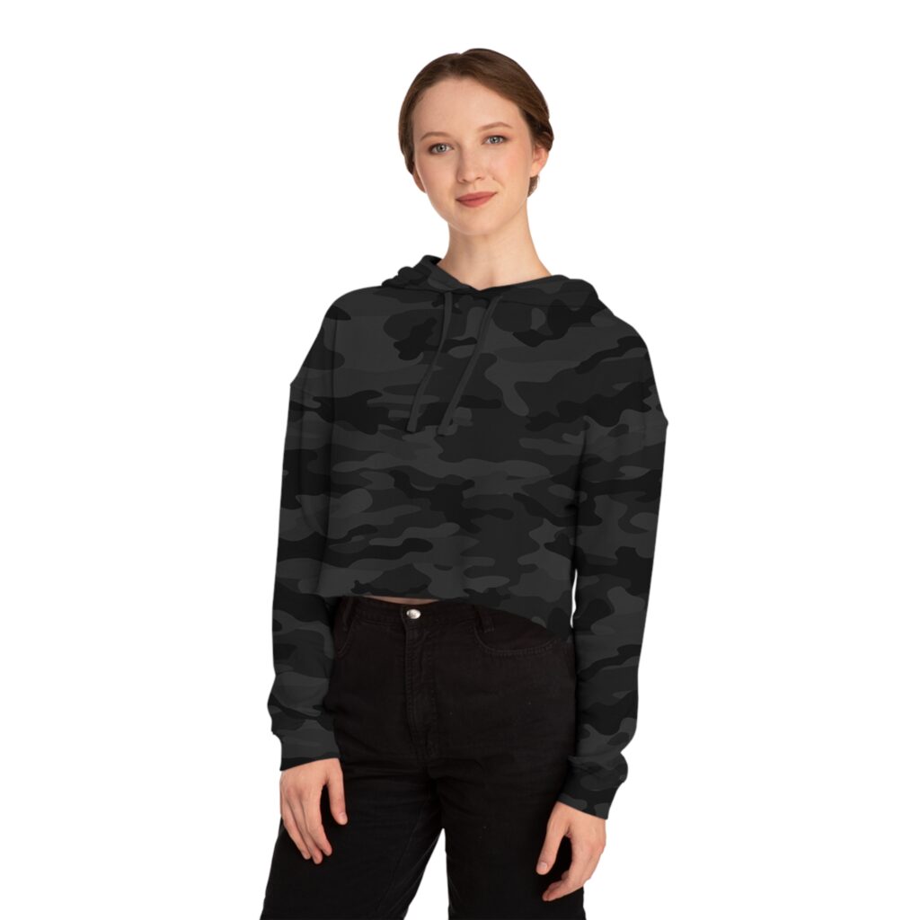 the stoners' travel guide to wisconsin women’s cropped hooded sweatshirt dark colors