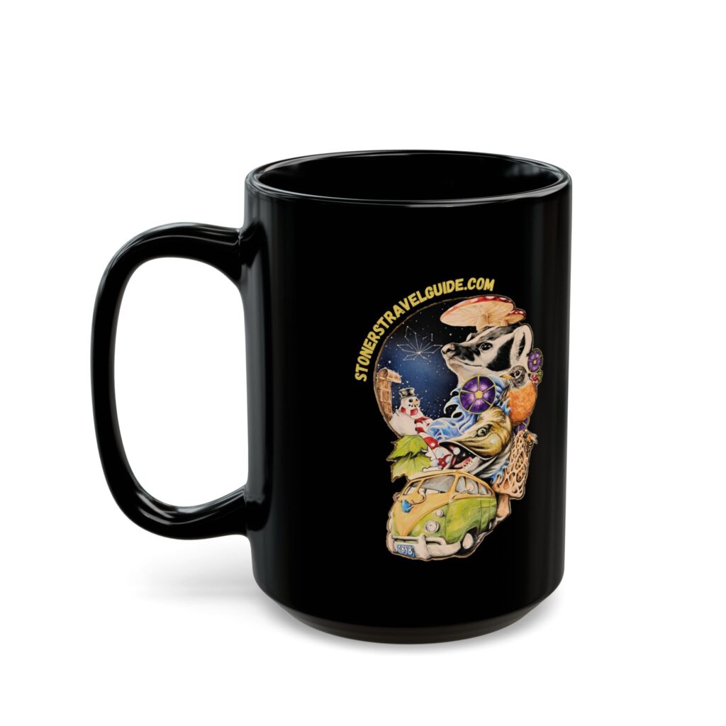 the stoner's travel guide to wisconsin black mug (11oz, 15oz)