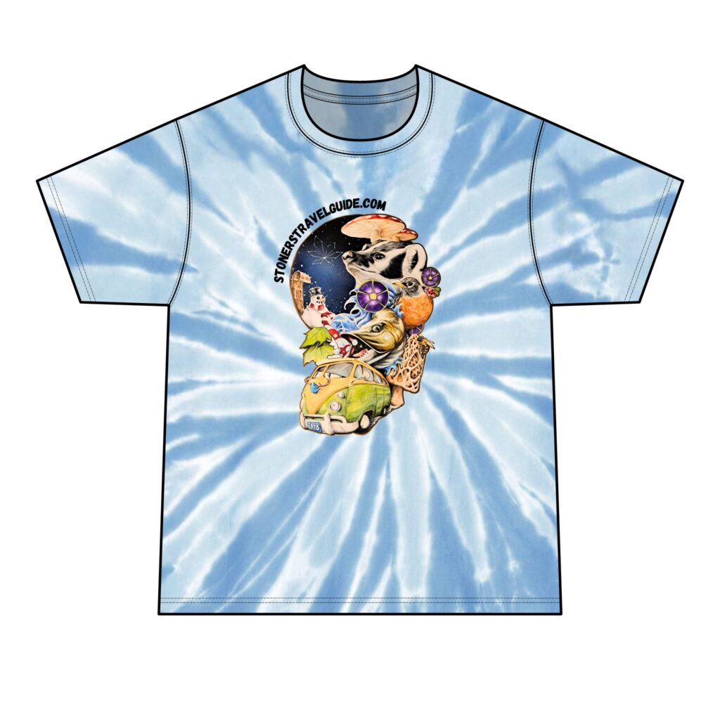 the stoners' travel guide to wisconsin men's tie dye tee