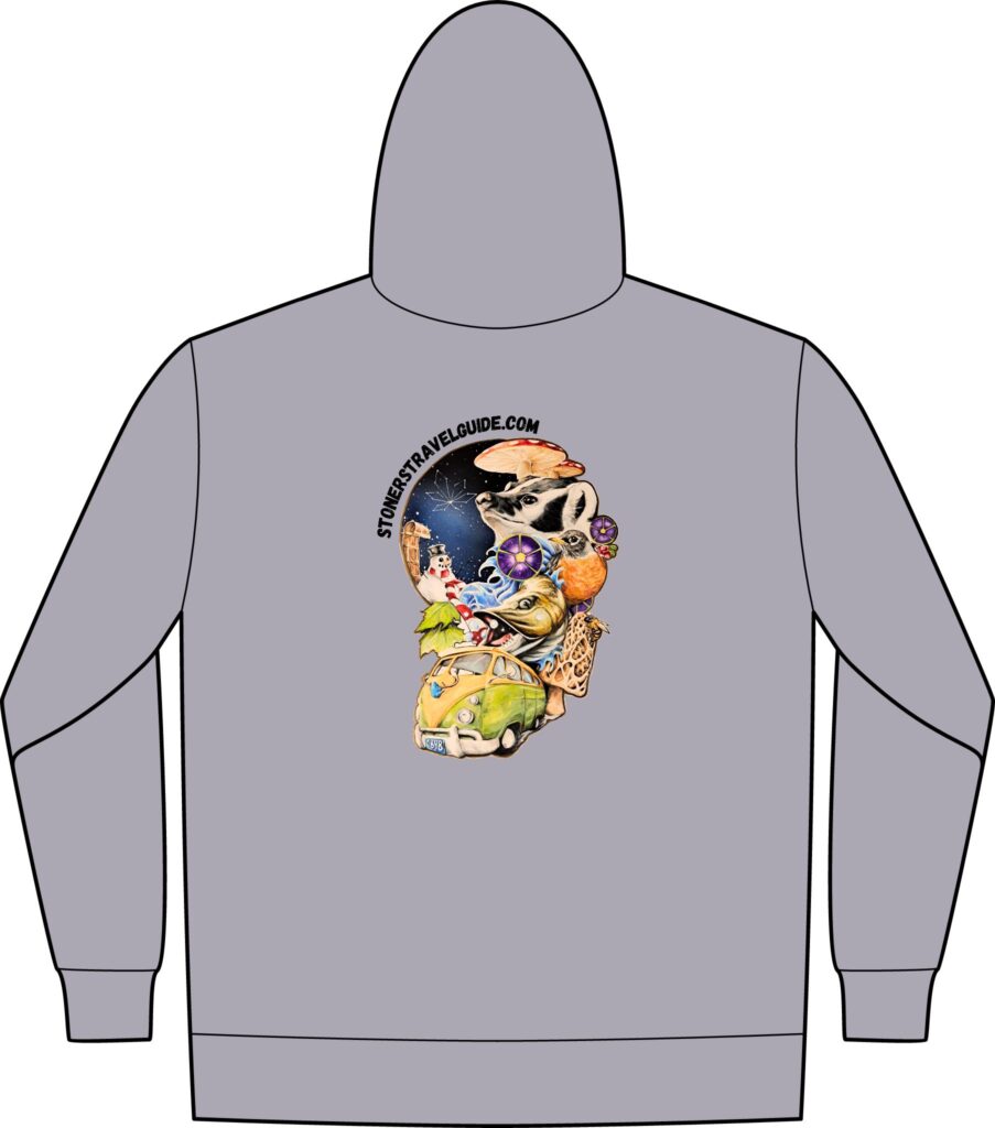 the stoner's travel guide to wisconsin tall essential fleece full zip hooded sweatshirt