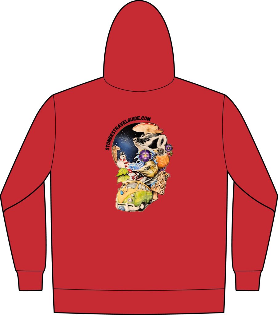 the stoner's travel guide to wisconsin tall essential fleece full zip hooded sweatshirt