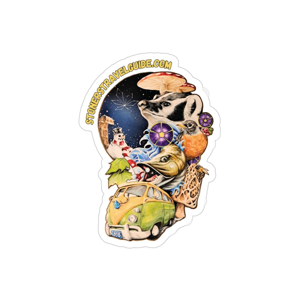the stoner's travel guide to wisconsin transparent outdoor stickers, die cut, 1pc