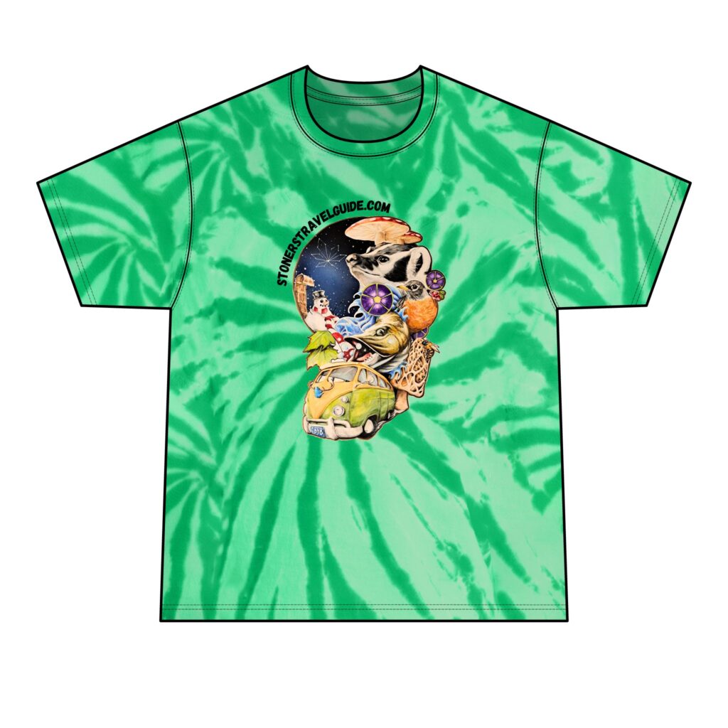 the stoners' travel guide to wisconsin men's tie dye tee