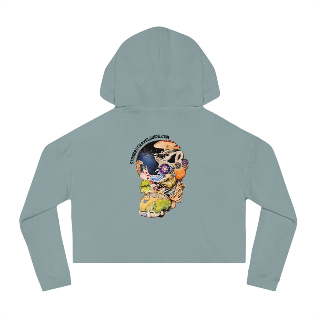 the stoners' travel guide to wisconsin women’s cropped hooded sweatshirt