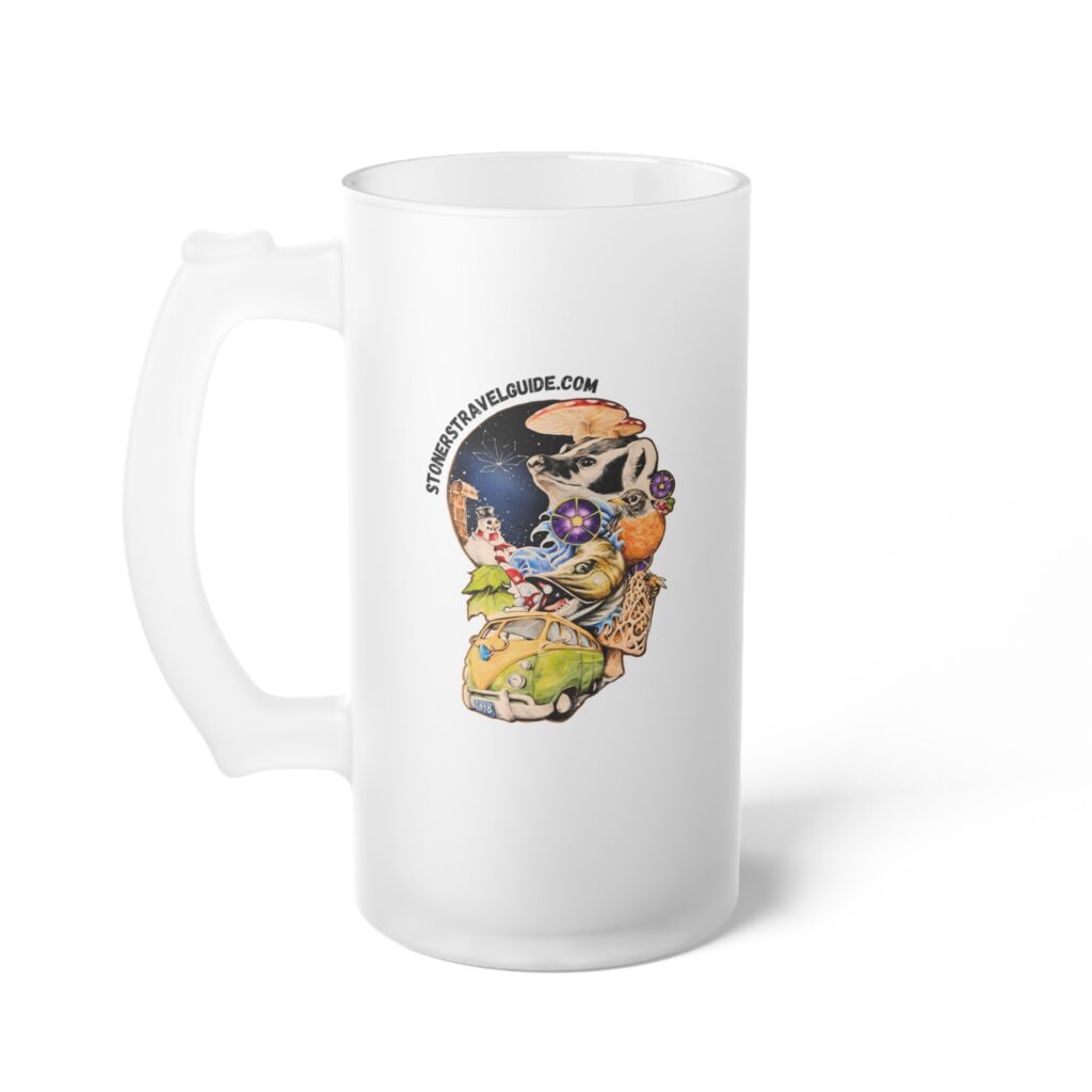 the stoner's travel guide to wisconsin frosted glass beer mug