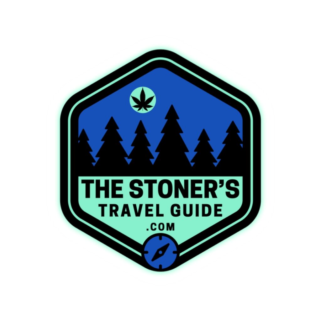 the stoner's travel guide logo kiss cut stickers