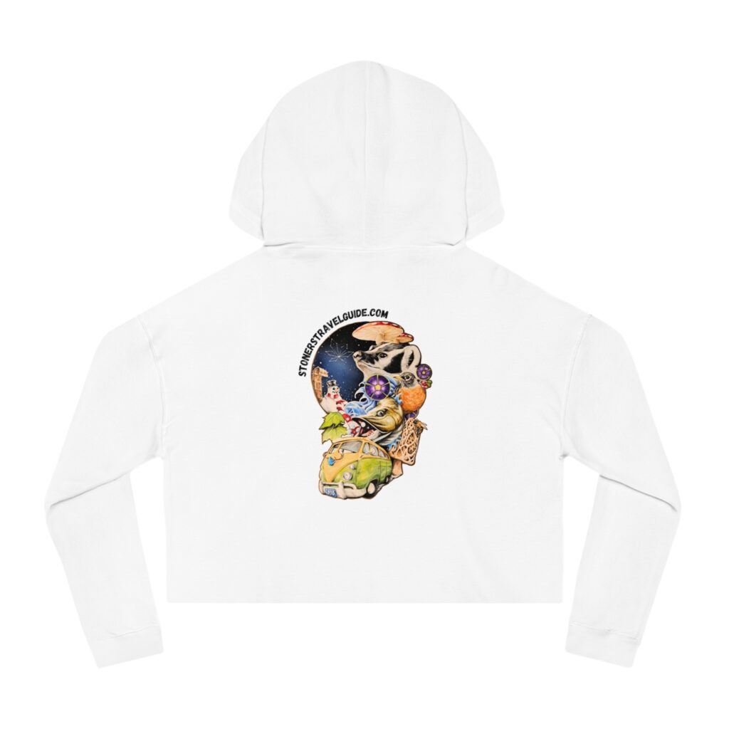 the stoners' travel guide to wisconsin women’s cropped hooded sweatshirt