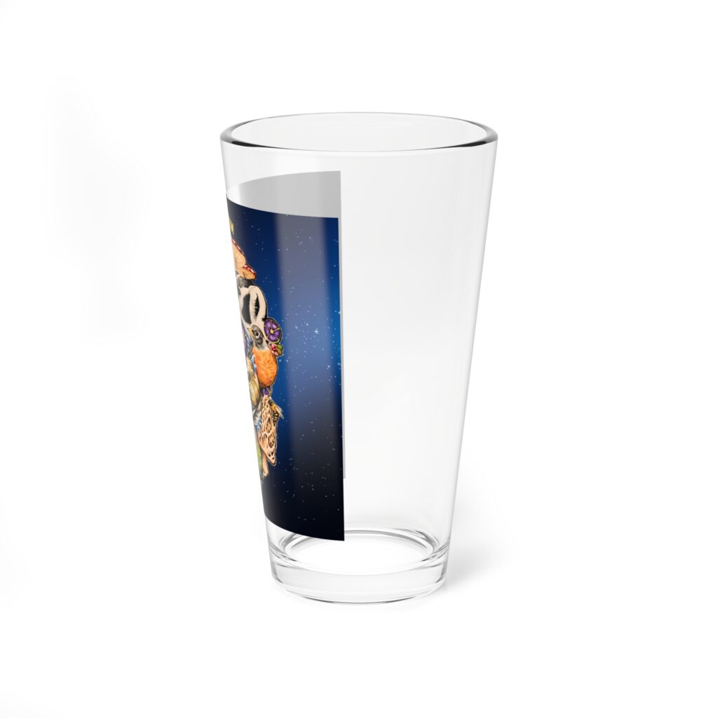 the stoner's travel guide to wisconsin mixing glass, 16oz art by travis messa