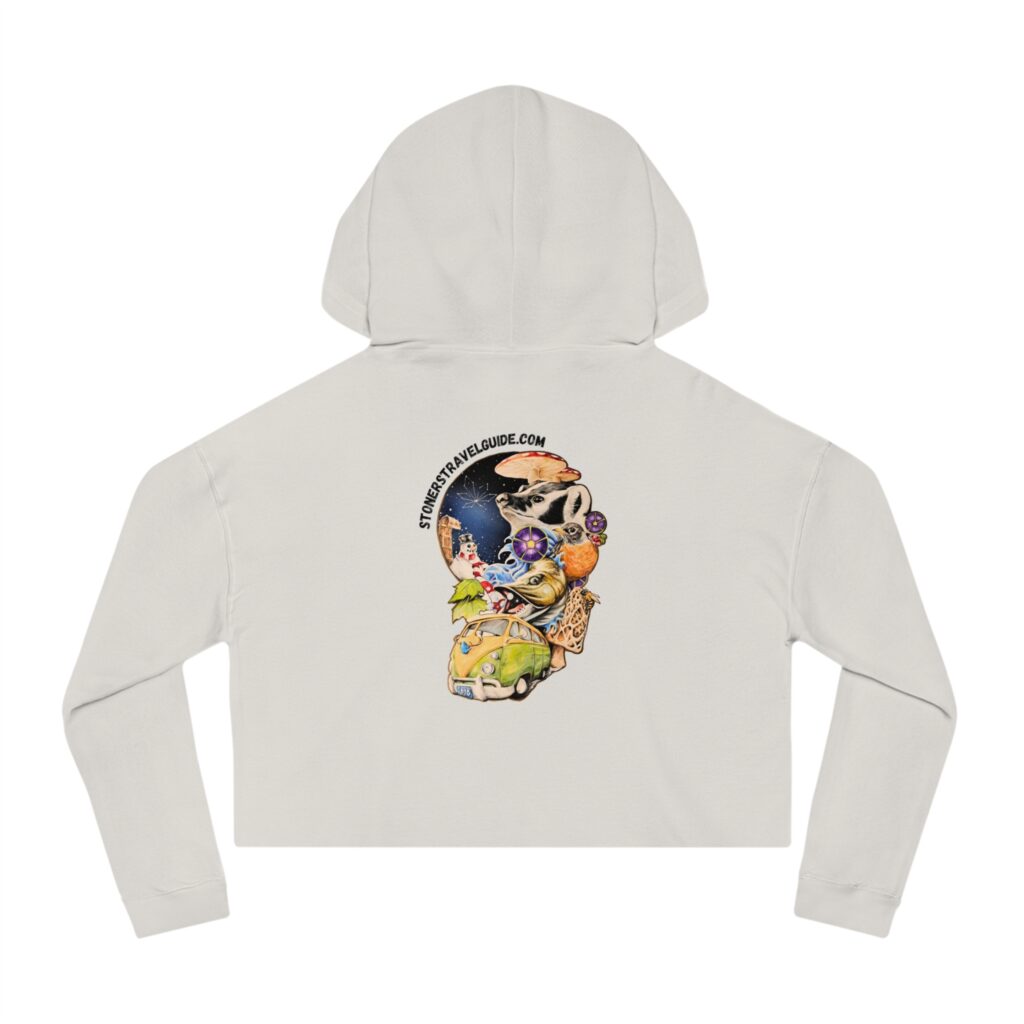 the stoners' travel guide to wisconsin women’s cropped hooded sweatshirt