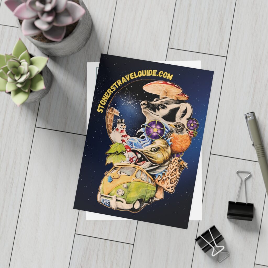 the stoner's travel guide to wisconsin cover artwork postcard bundles (envelopes included)