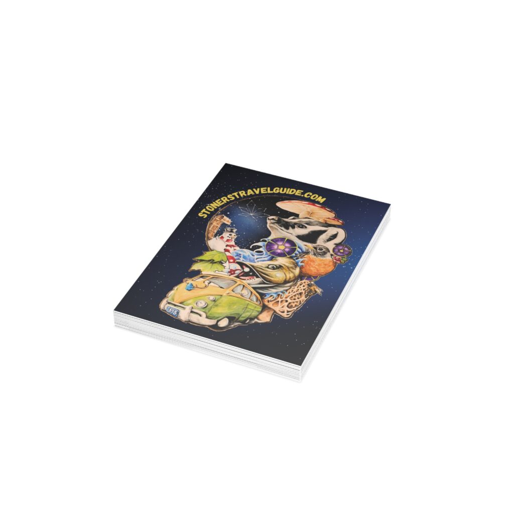 the stoner's travel guide to wisconsin cover artwork postcard bundles (envelopes included)