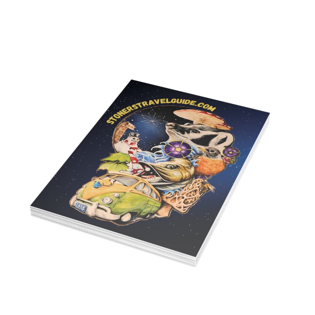 the stoner's travel guide to wisconsin cover artwork postcard bundles (envelopes included)