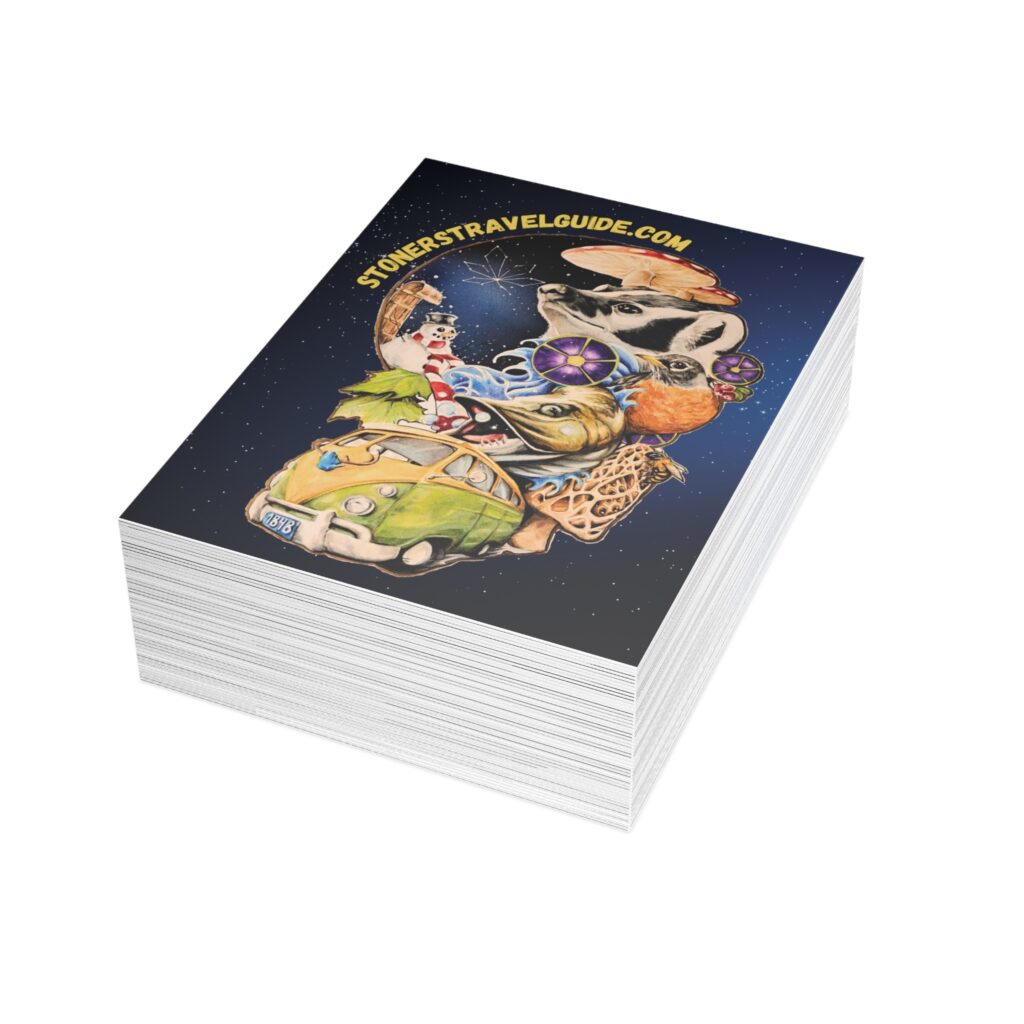 the stoner's travel guide to wisconsin cover artwork postcard bundles (envelopes included)