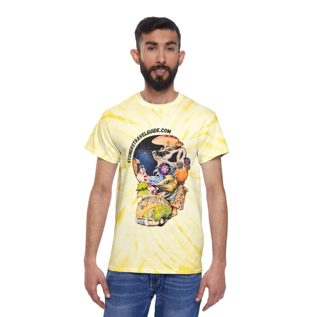 the stoner's travel guide to wisconsin tie dye tee, cyclone