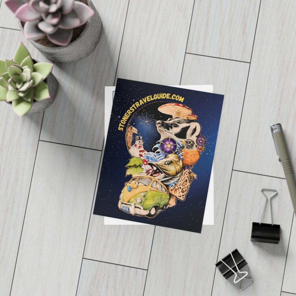 the stoner's travel guide to wisconsin cover artwork postcard bundles (envelopes included)