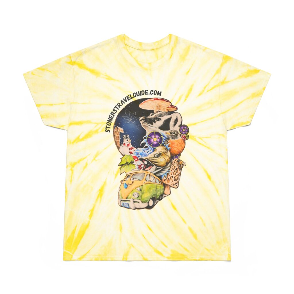the stoner's travel guide to wisconsin tie dye tee, cyclone