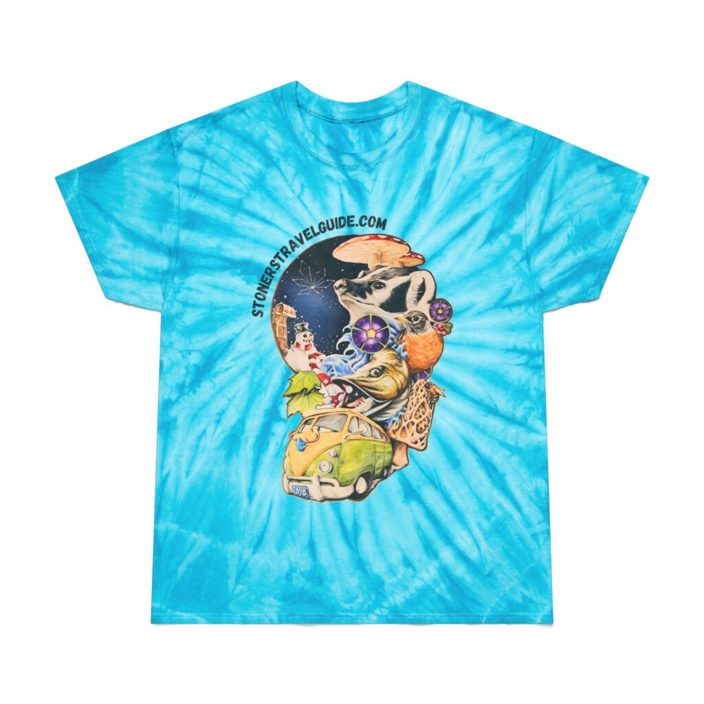 the stoner's travel guide to wisconsin tie dye tee, cyclone