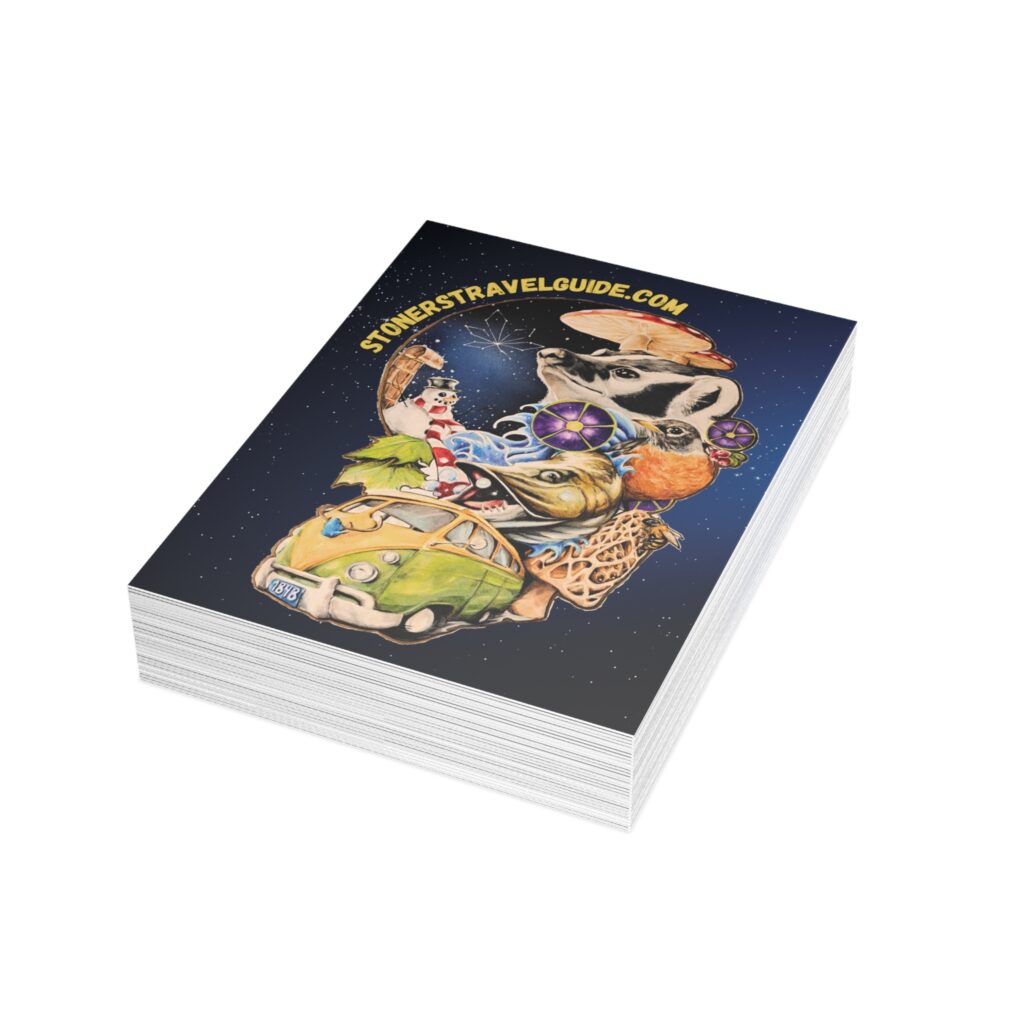 the stoner's travel guide to wisconsin cover artwork postcard bundles (envelopes included)