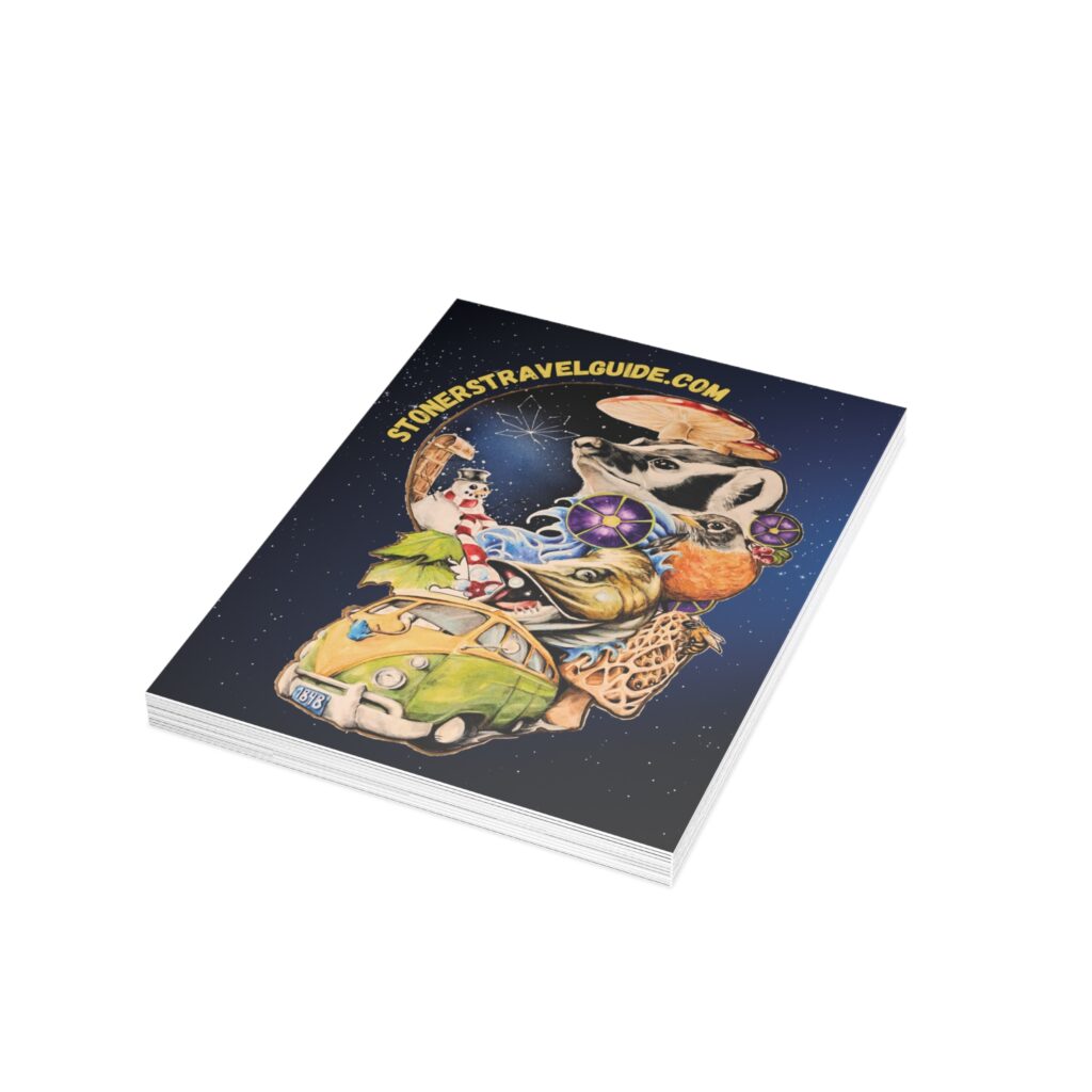 the stoner's travel guide to wisconsin cover artwork postcard bundles (envelopes included)