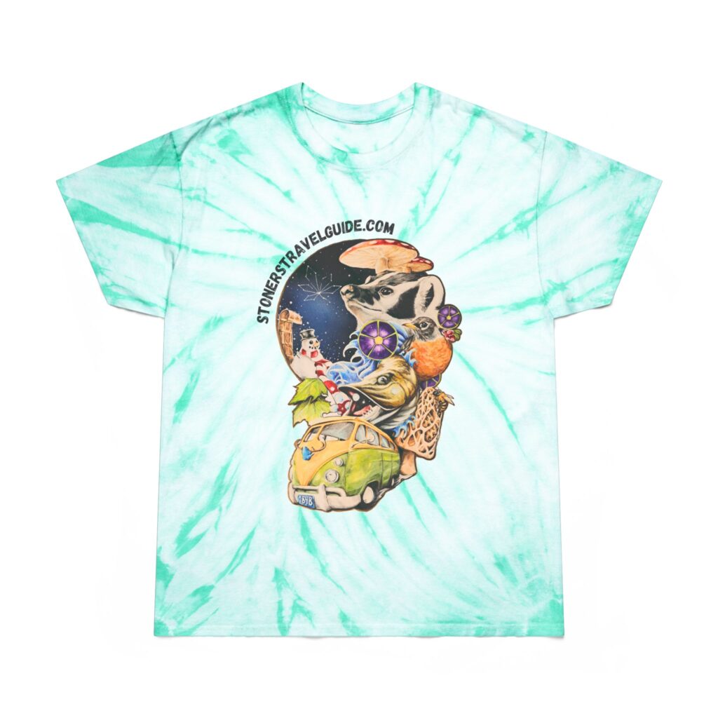 the stoner's travel guide to wisconsin tie dye tee, cyclone