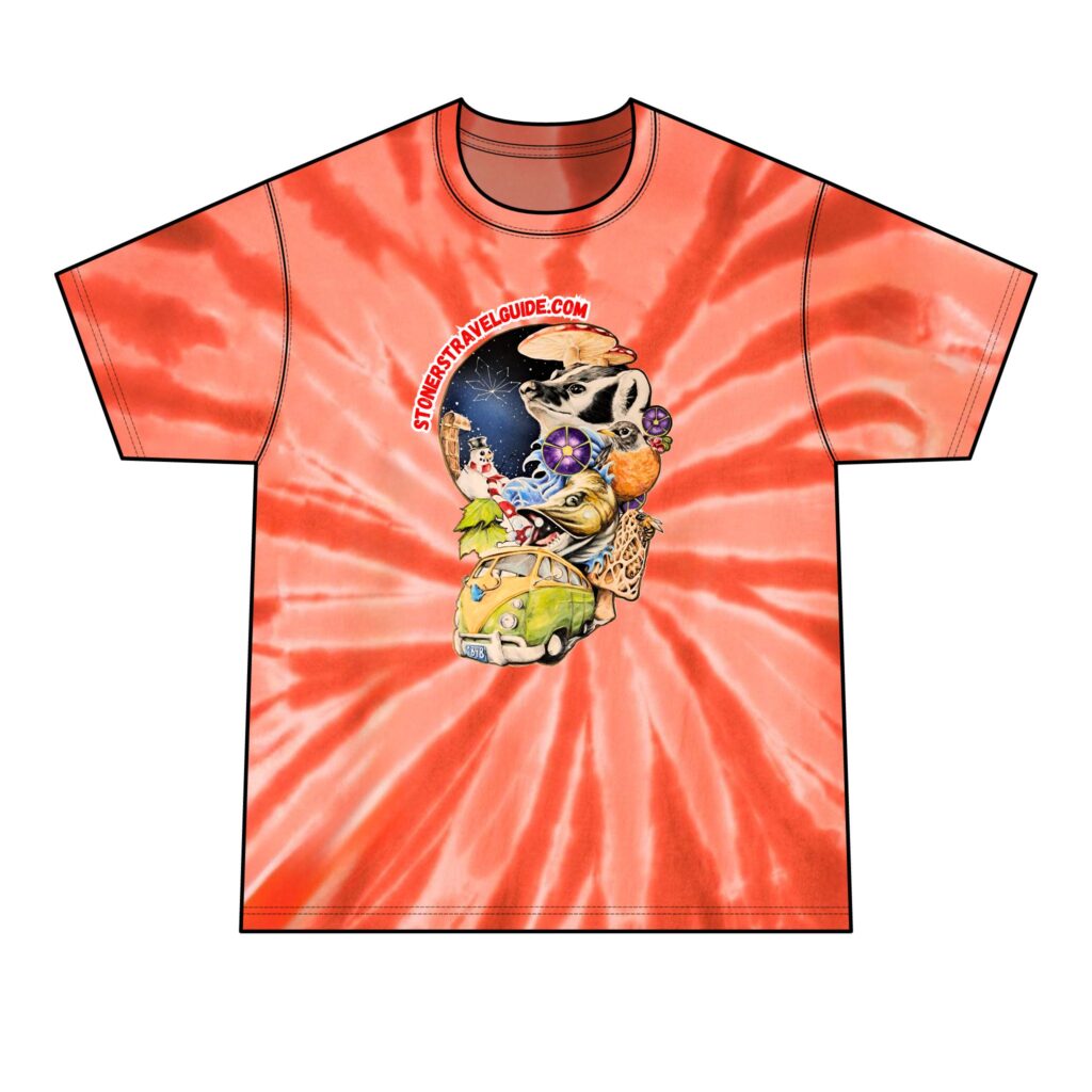 the stoner's travel guide to wisconsin men's tie dye tee