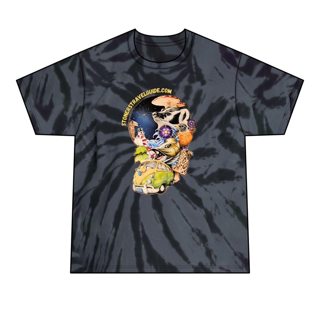 the stoner's travel guide to wisconsin men's tie dye tee