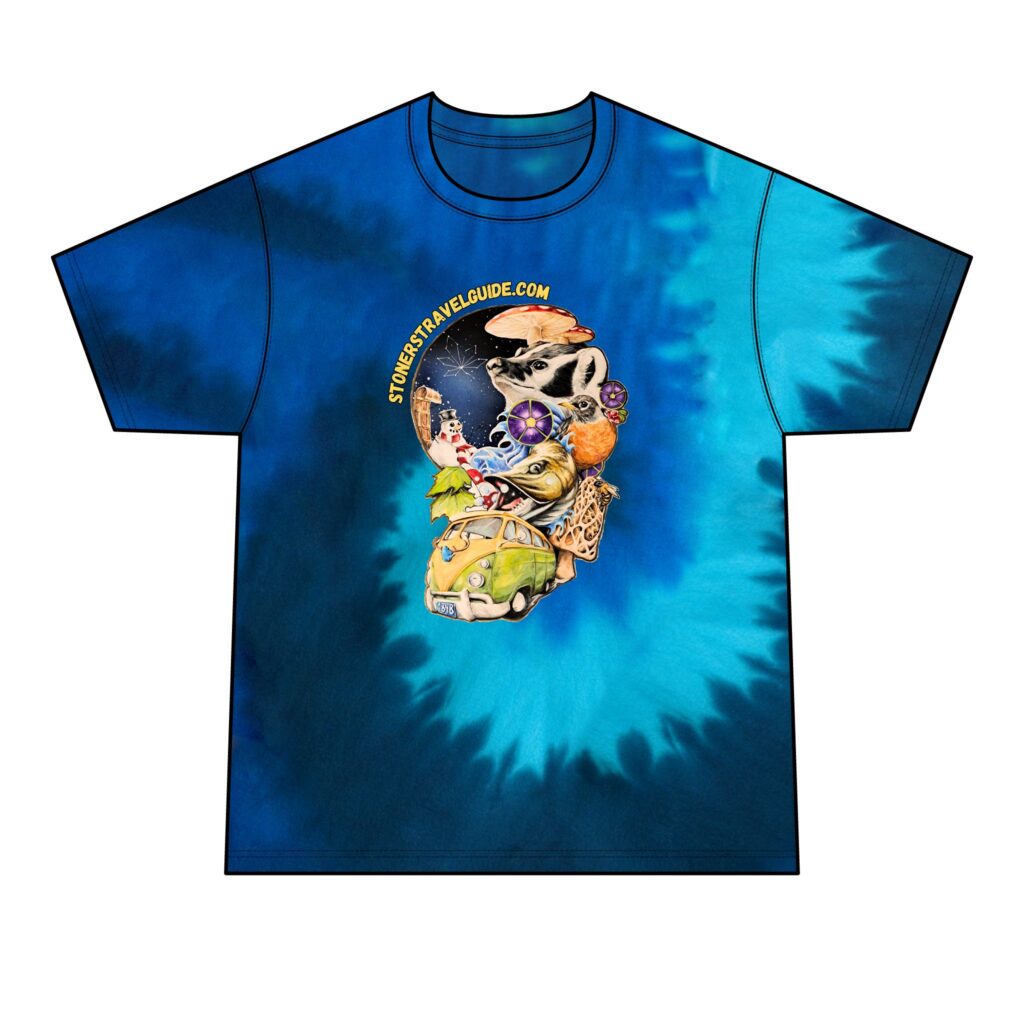 the stoner's travel guide to wisconsin men's tie dye tee
