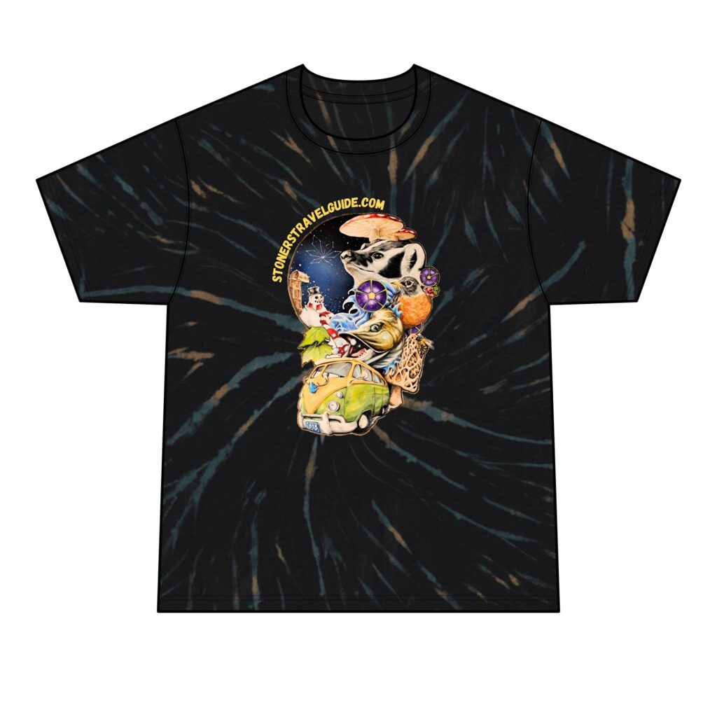 the stoner's travel guide to wisconsin men's tie dye tee