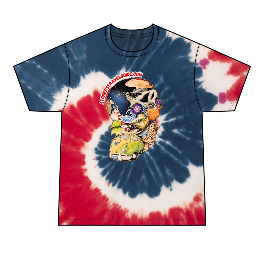 the stoner's travel guide to wisconsin men's tie dye tee