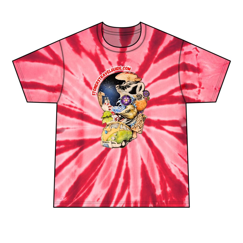 the stoner's travel guide to wisconsin men's tie dye tee